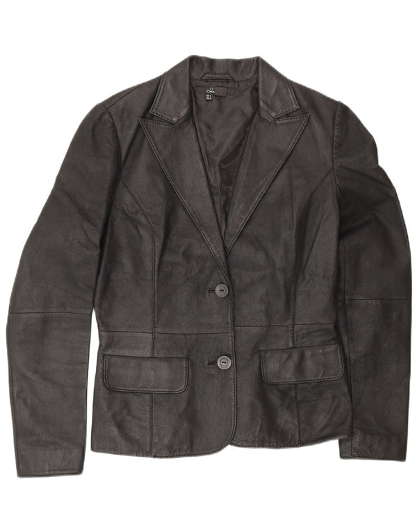 Zara Chaqueta Blazer De Cuero Con 2 Botones Para Mujer UK 10 Small Black Leather