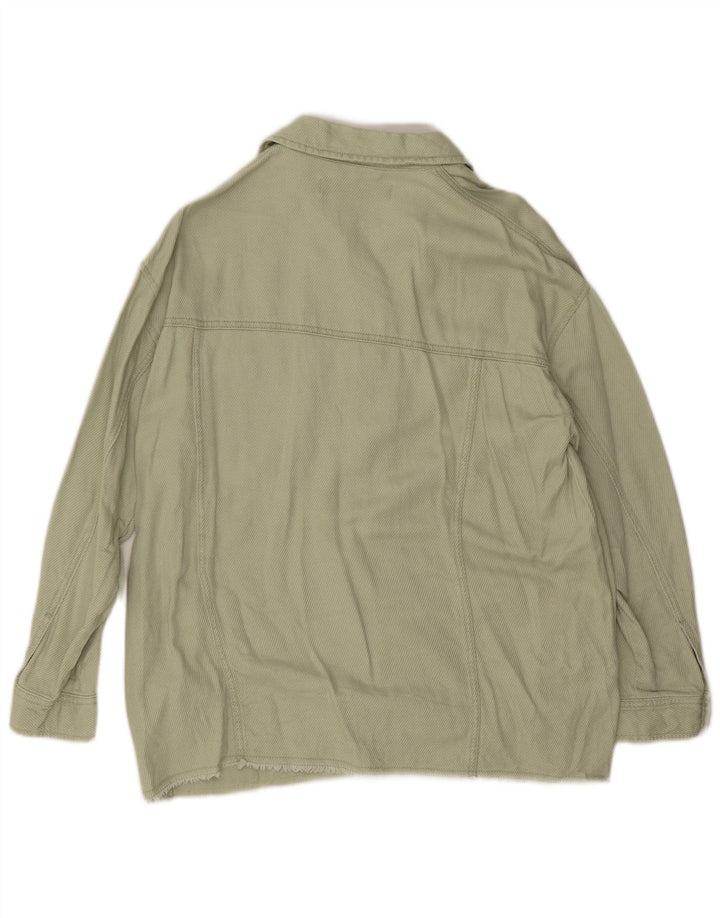 Zara Mujer Chaqueta Bomber Extragrande UK 10 Small Algodón Verde