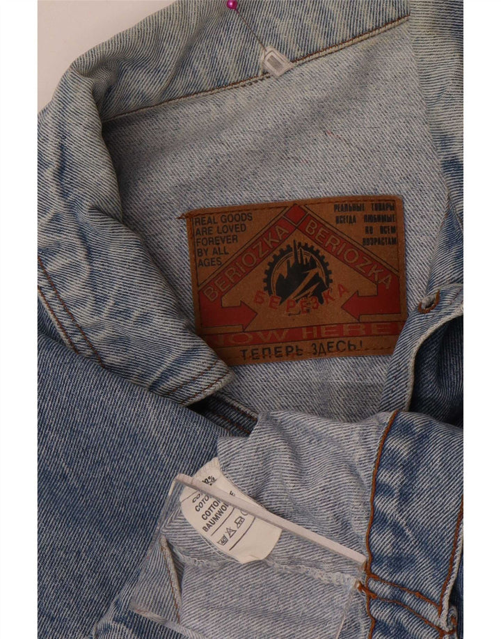 Vintage mujer chaqueta de mezclilla de gran tamaño Reino Unido 14 algodón azul medio