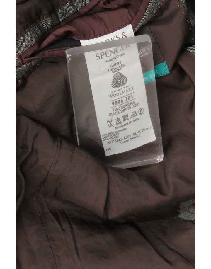 Marks & Spencer Chaqueta tipo blazer de 3 botones para hombre UK 42 Large Grey Wool