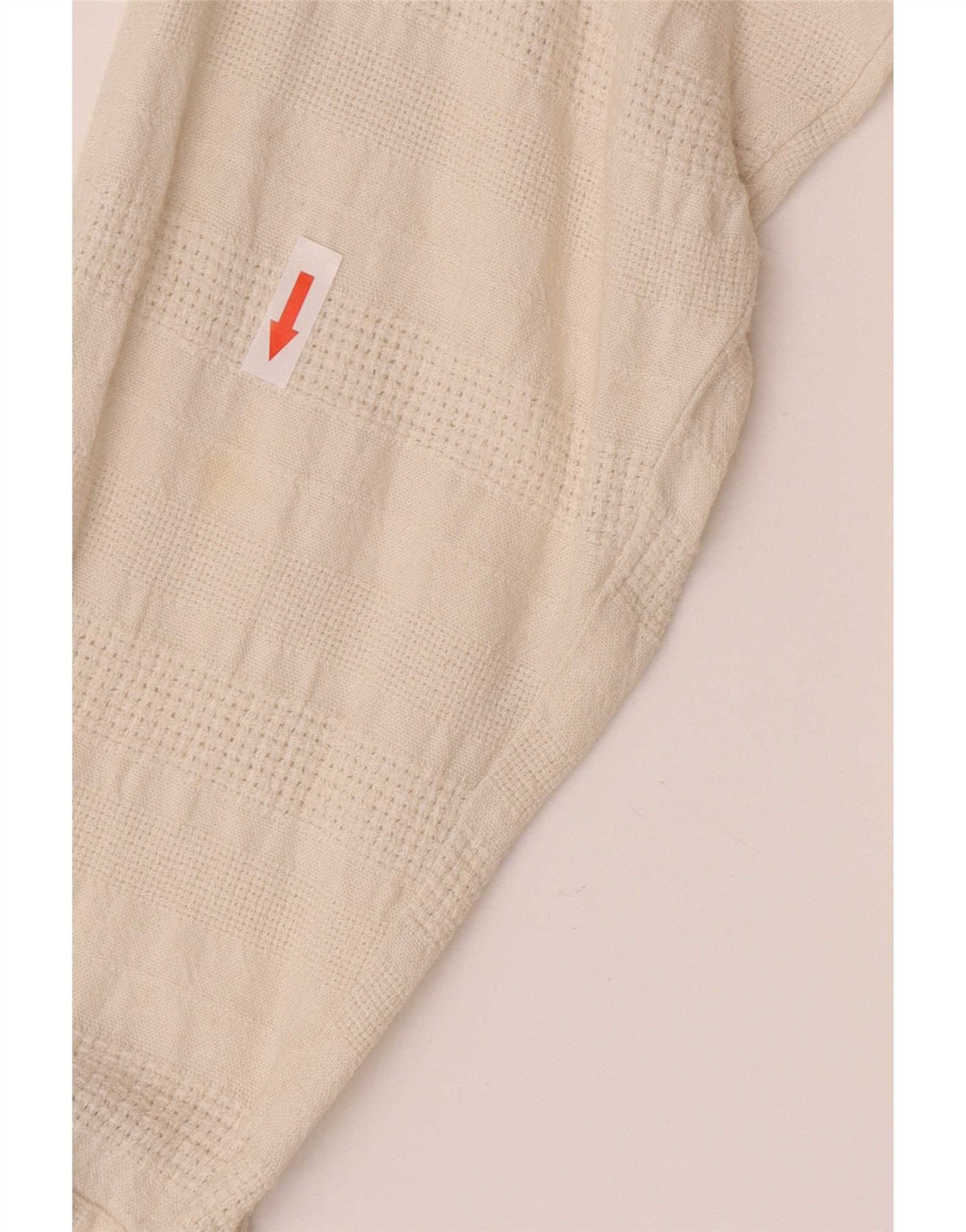 Camisa vintage para hombre grande de lino geométrico blanco roto
