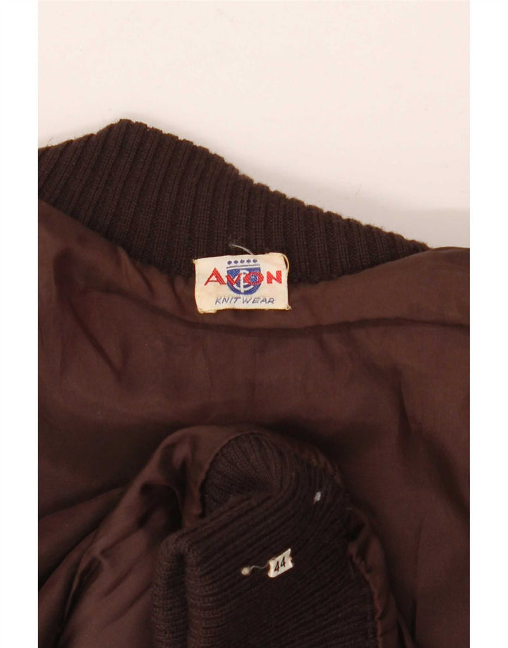 Chaqueta de cuero de punto vintage para mujer IT 44 Marrón medio