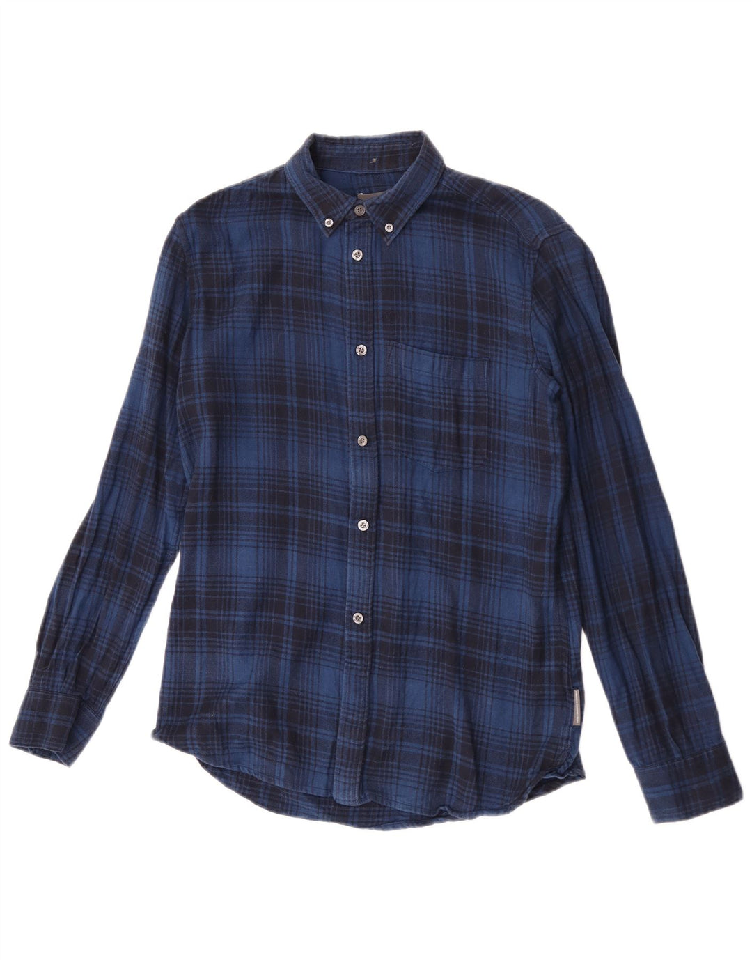 Camisa de franela para hombre de French Connection, algodón a cuadros azul pequeño