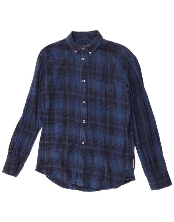 Camisa de franela para hombre de French Connection, algodón a cuadros azul pequeño