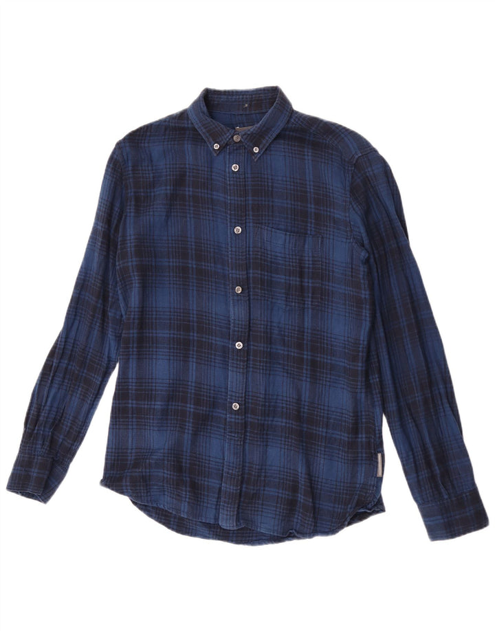 Camisa de franela para hombre de French Connection, algodón a cuadros azul pequeño