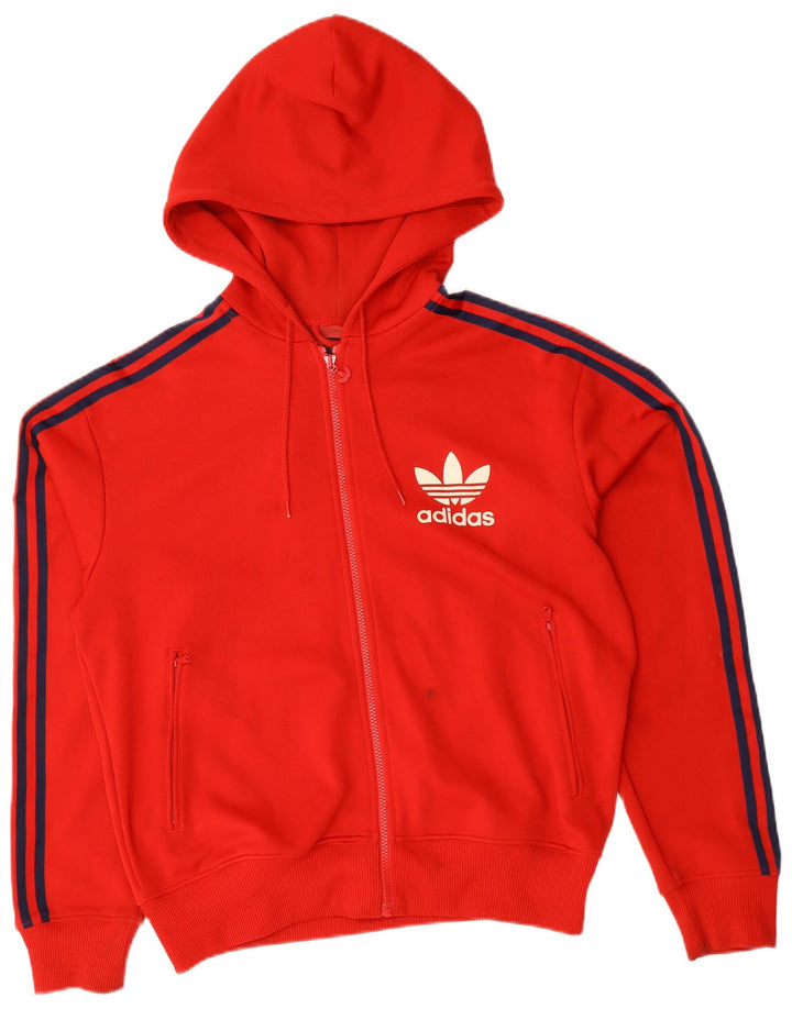 Adidas - Sudadera con capucha y cremallera para hombre, poliéster, color rojo grande