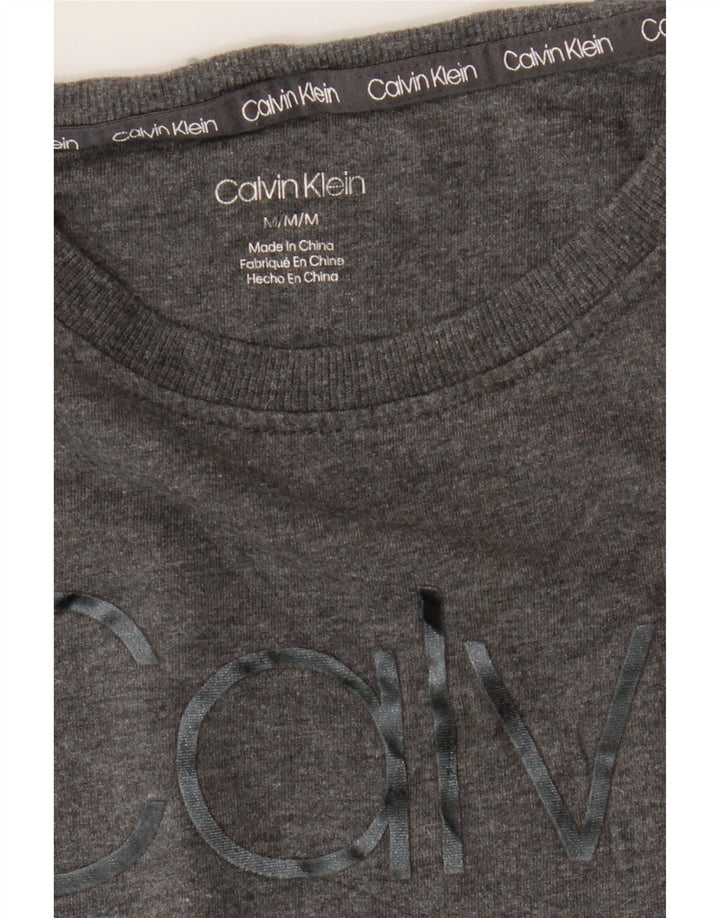 CALVIN KLEIN Womens Graphic Sweatshirt Jumper UK 14 Medium Grey Cotton Vintage Calvin Klein and Second-Hand Calvin Klein from Messina Hembry 