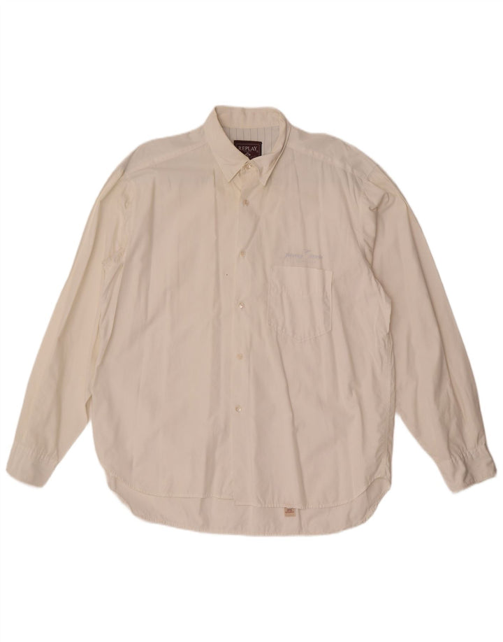 Camisa Replay para hombre grande blanca