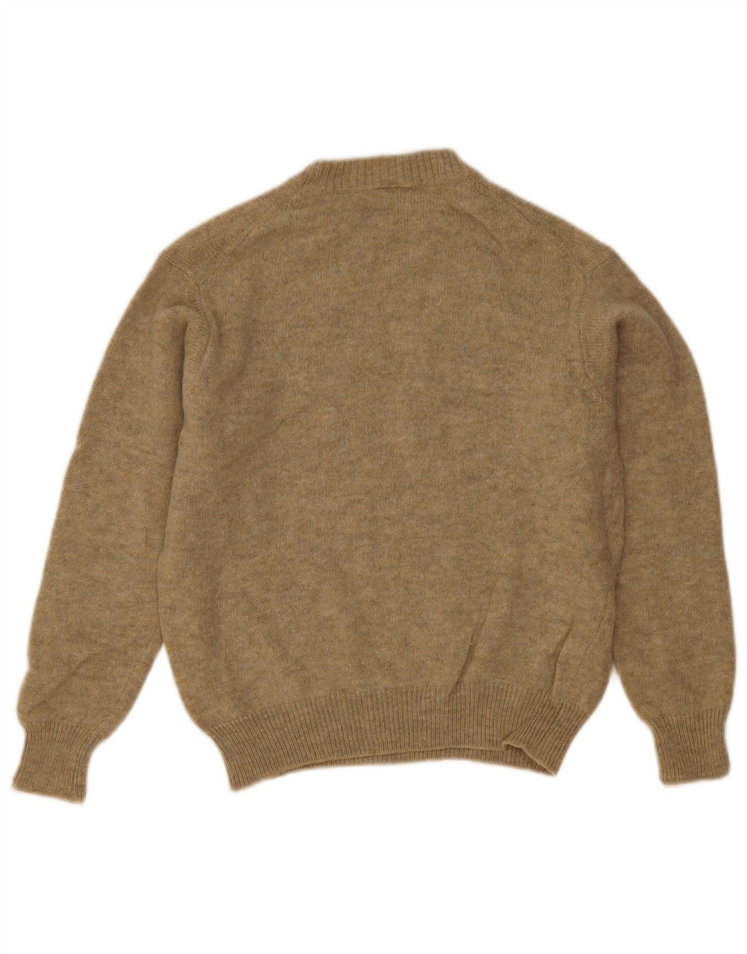 Benetton Jersey De Cuello Redondo Para Mujer UK 44 Lana Caqui Mediana