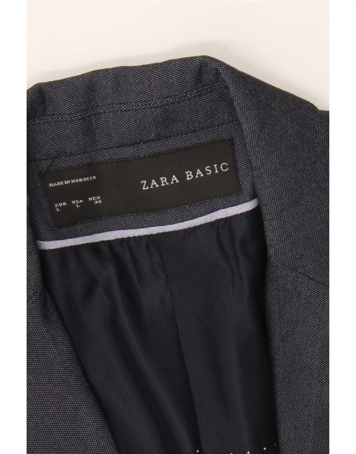 Zara Chaqueta Blazer De 1 Botón para Mujer UK 44 Grande Azul Marino