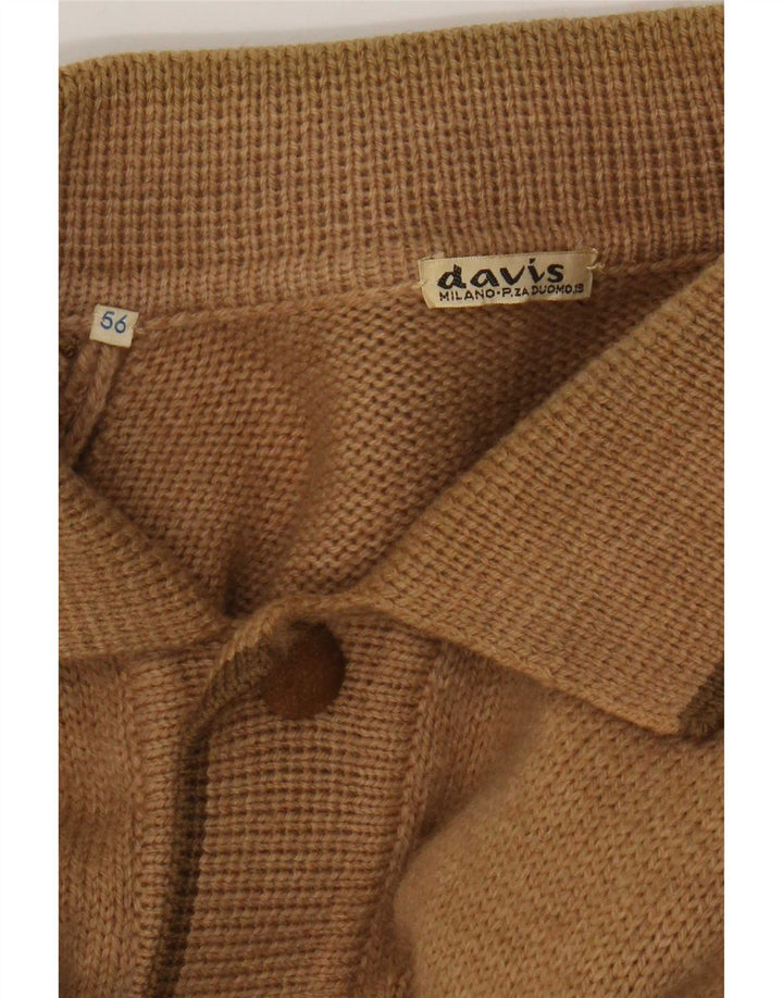 Vintage hombre Cardigan suéter IT 56 XL Marrón