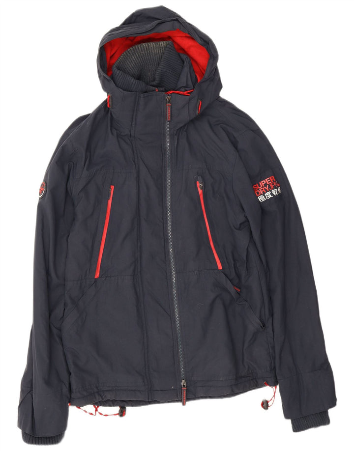 Superdry Chaqueta cortavientos con capucha para hombre UK 40 Large Poliéster azul marino