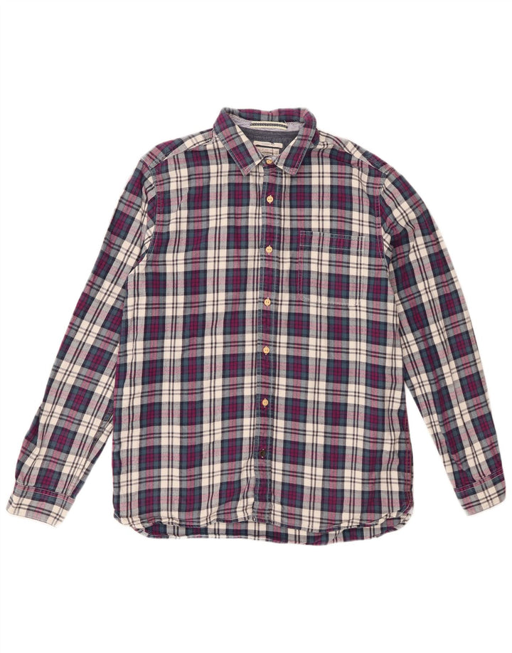 Camisa de franela de corte clásico para hombre de White Stuff de algodón a cuadros en color morado medio