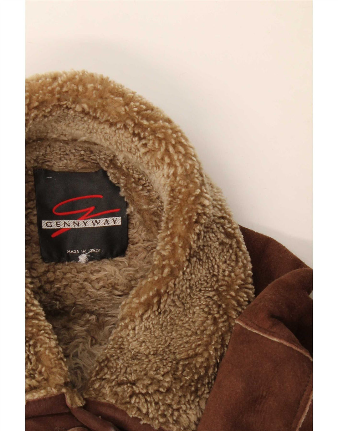 Chaqueta de piel de oveja vintage para mujer UK 46 Large Brown