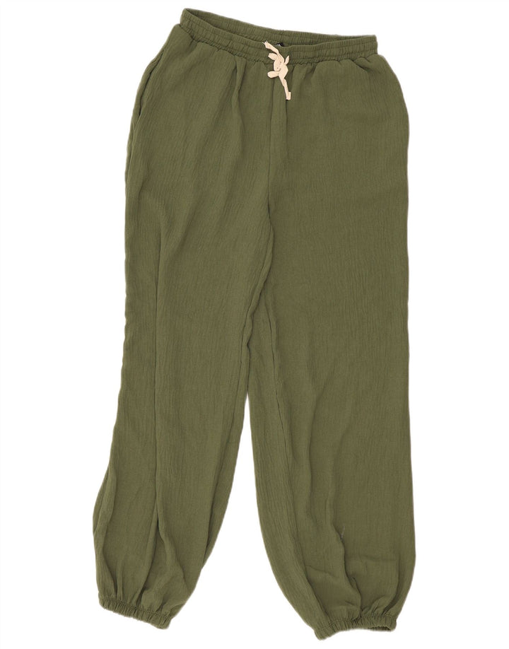 Zara Mujer Joggers Pantalones Casual Pequeño Caqui Poliéster