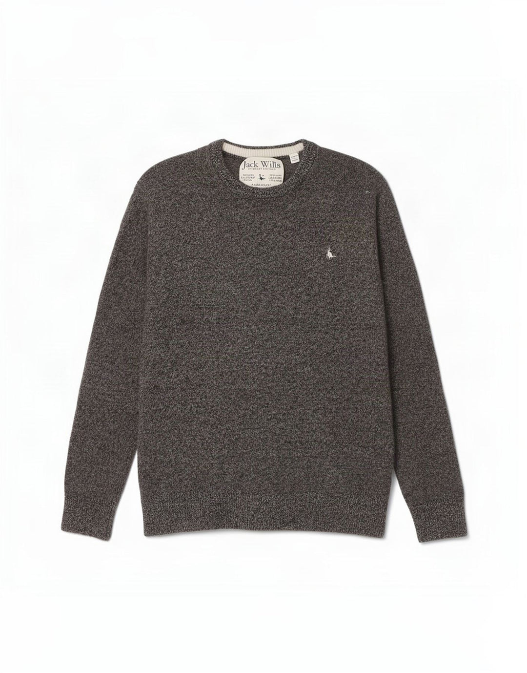 Jack Wills Suéter tipo jersey con cuello redondo para mujer, Reino Unido 12, gris medio moteado