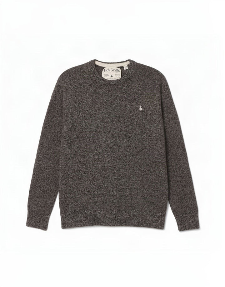 Jack Wills Suéter tipo jersey con cuello redondo para mujer, Reino Unido 12, gris medio moteado