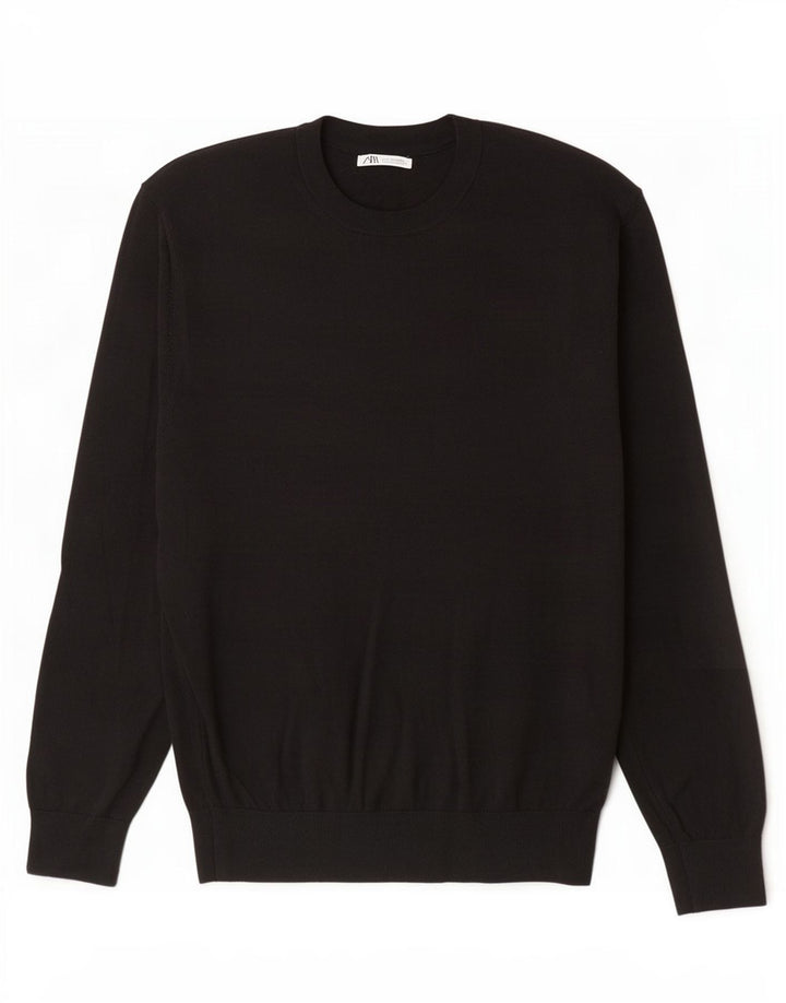Zara Hombre Jersey Cuello Redondo Jersey XL Acrílico Negro