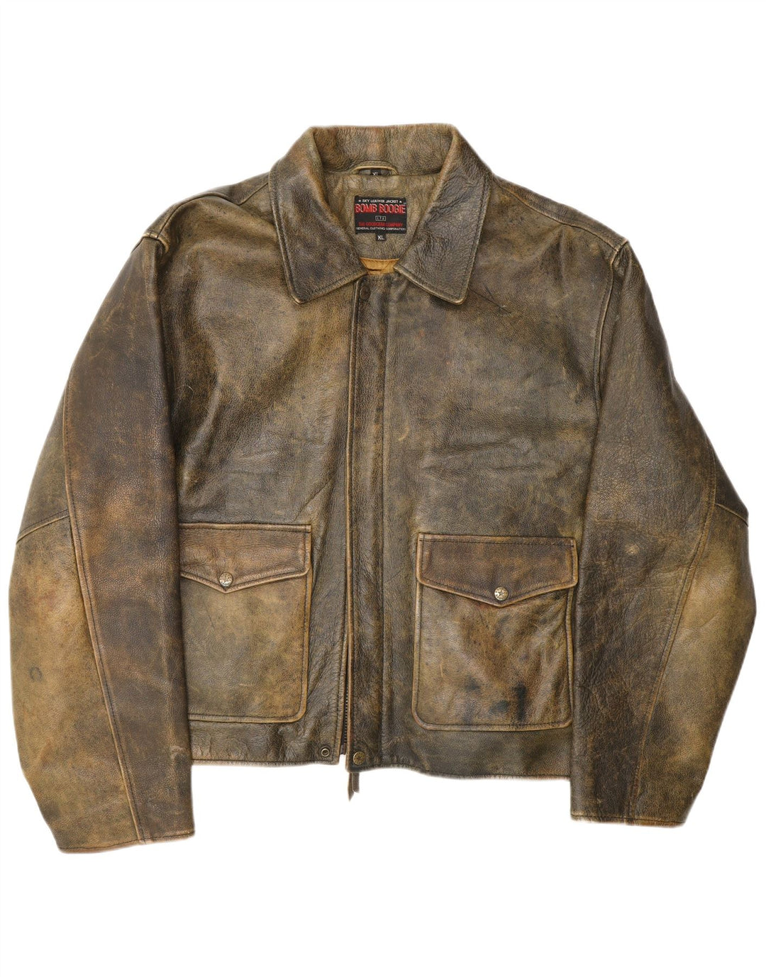 Bomboogie Chaqueta de cuero Sky para hombre UK 42 XL Cuero caqui