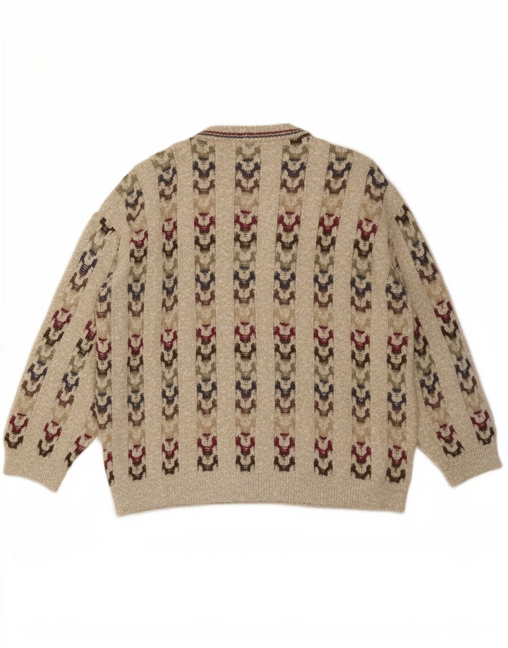 Paco Calvari Jersey De Cuello Redondo Para Hombre IT 50/52 Medium Beige Geométrico