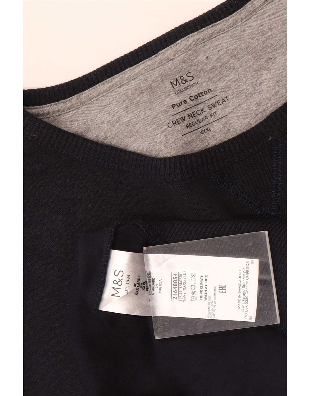 Marks & Spencer - Sudadera de corte regular para hombre, talla 3XL, algodón azul marino