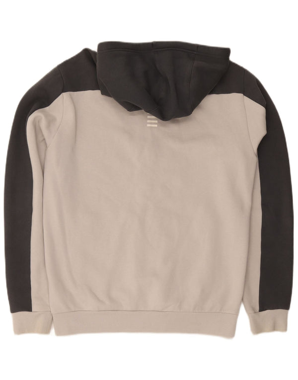 Emporio Armani Sudadera con capucha y cremallera para hombre, talla 2XL, algodón gris con bloques de color
