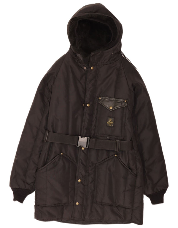 Refrigiwear Parka con capucha Cruzcampo para hombre, abrigo acolchado, UK 42 XL, nailon negro
