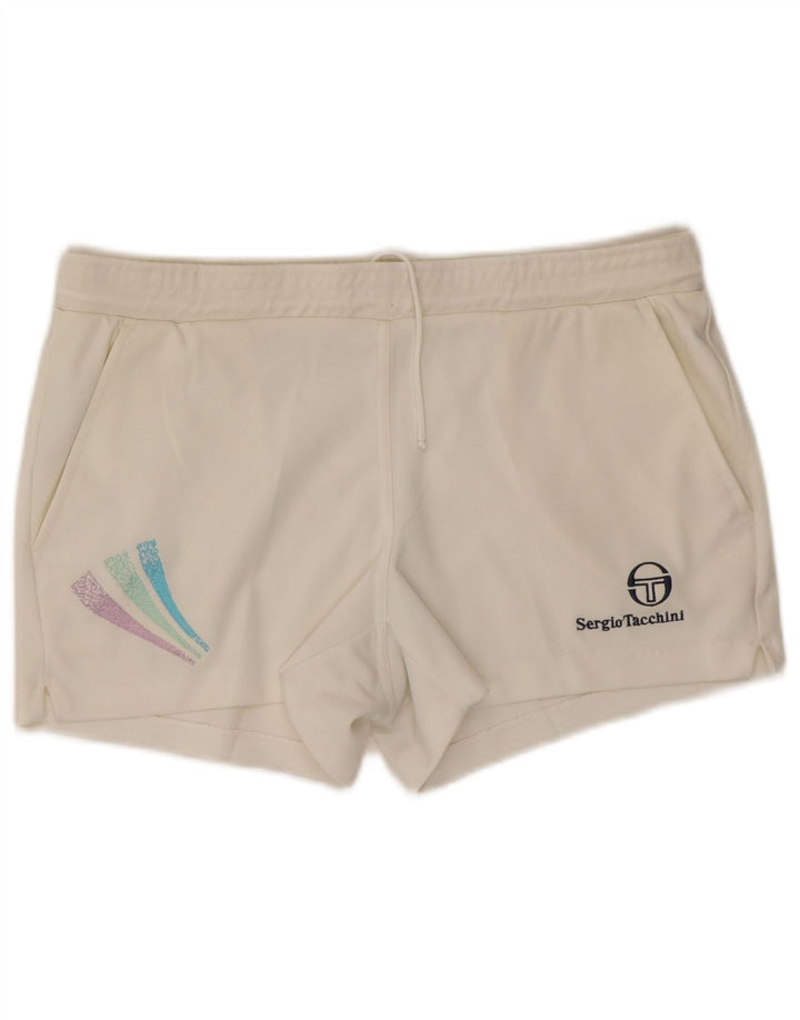 Sergio Tacchini Pantalón Corto Deportivo Mujer IT 50 XL Poliéster Blanco