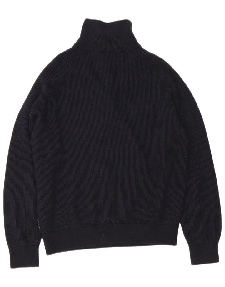 Armani Exchange Jersey con cuello y cremallera para hombre, talla grande, algodón negro