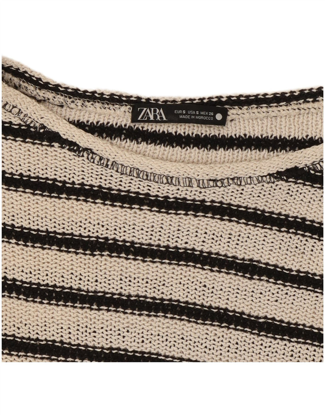 Zara Mujer Crop Top Extragrande UK 10 Small Blanco Rayas