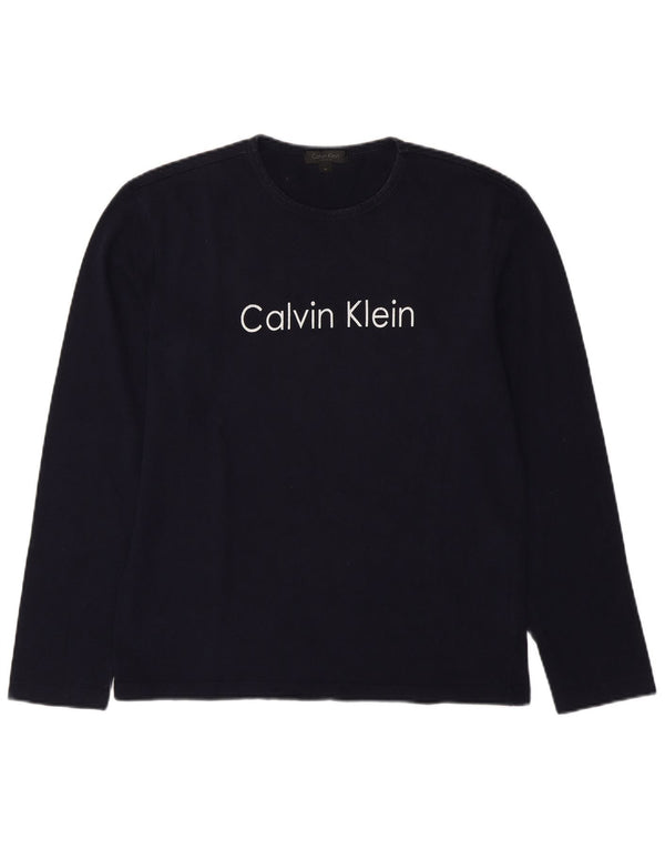 Calvin Klein Top gráfico para hombre de manga larga de algodón azul marino medio
