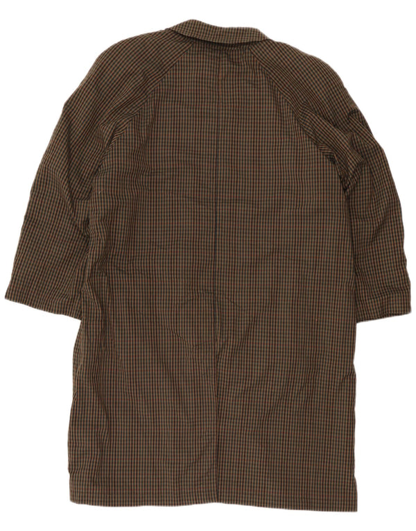 Vintage mujer abrigo Reino Unido 18 XL marrón Gingham