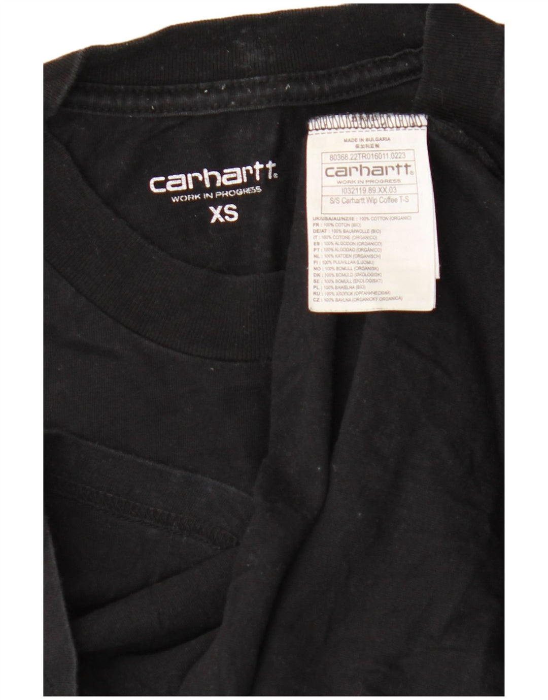 Carhartt Hombre Camiseta Gráfica Top XS Algodón Negro