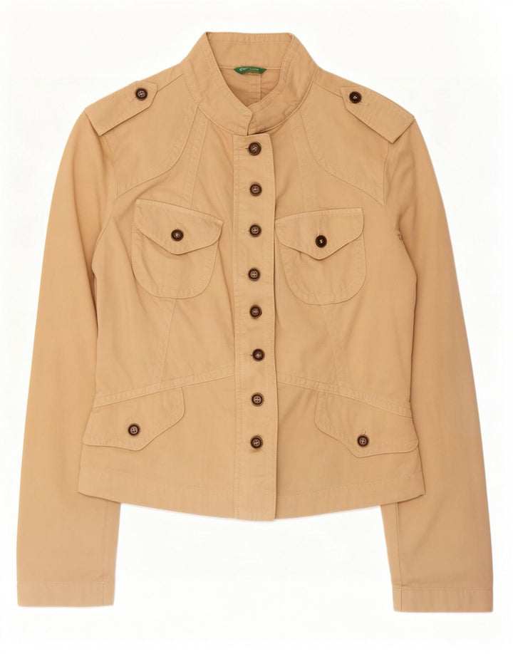 Chaqueta Militar Benetton Mujer IT 44 Algodón Beige Medio