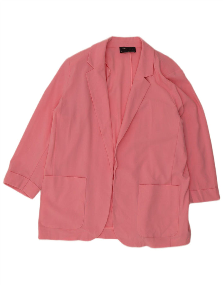 MARKS & SPENCER Chaqueta tipo blazer abierta de manga 3/4 para mujer UK 46 Grande Rosa