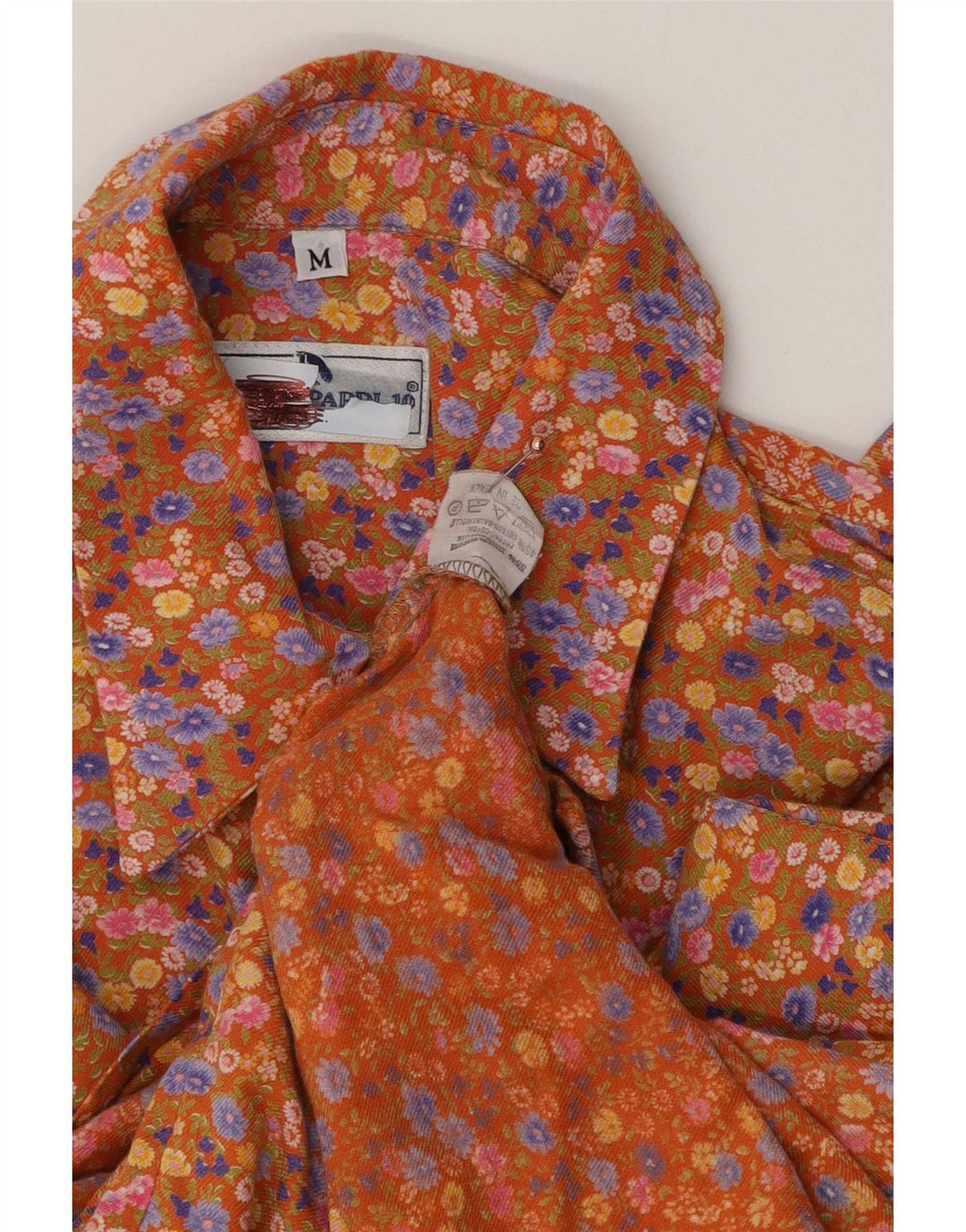 Vintage mujer camisa Reino Unido 14 medio multicolor floral viscosa