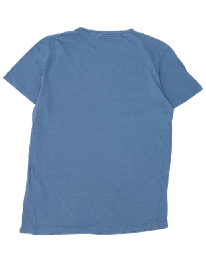 Jack & Jones Hombre Camiseta Gráfica Top Algodón Azul Medio