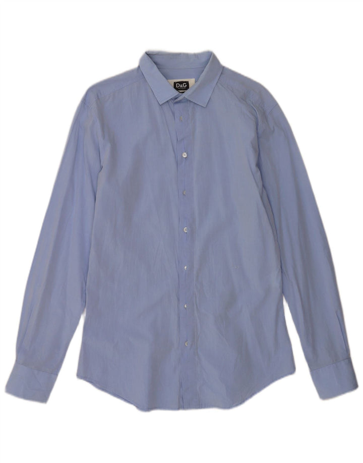 Dolce & Gabbana Hombre Camisa Slim Fit IT 50 Algodón Azul Medio