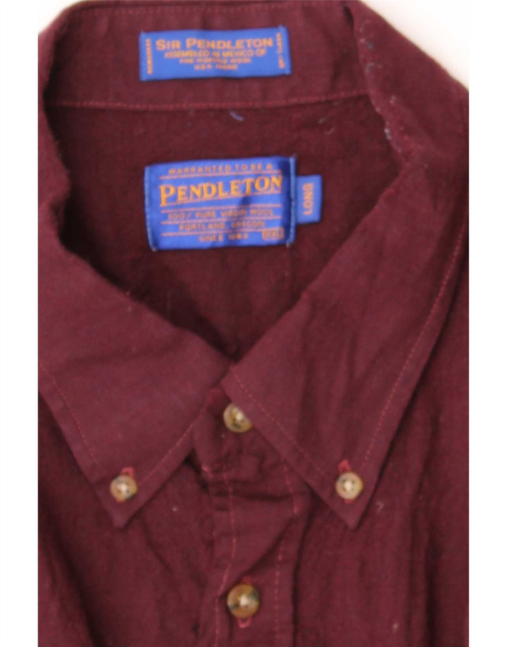 Pendleton Camisa larga de franela para hombre, talla 2XL, lana burdeos