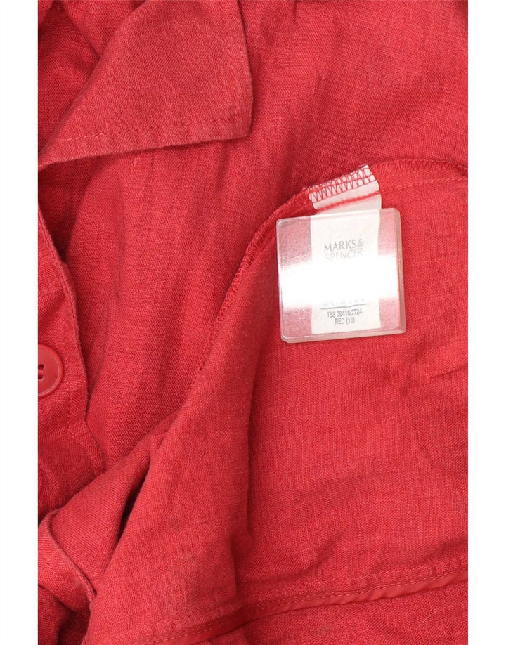 Marks & Spencer Chaqueta Blazer de 3 Botones para Mujer UK 46 Grande Lino Rojo