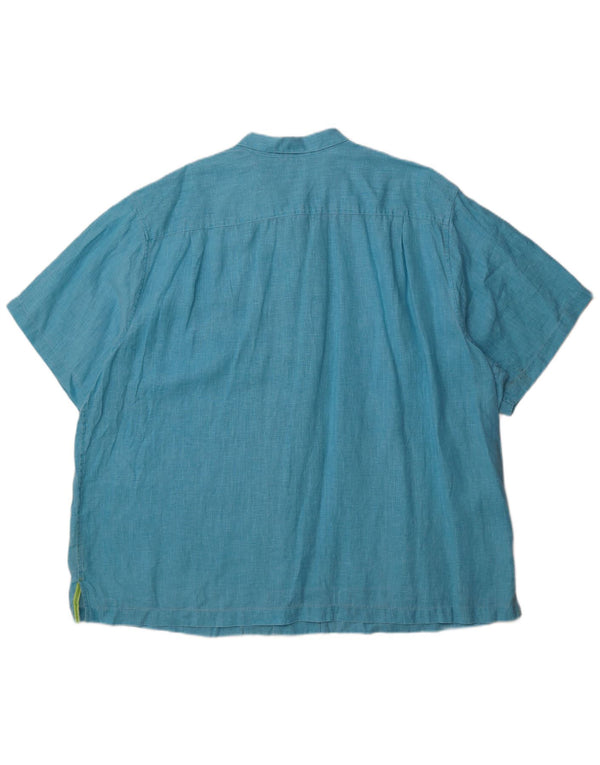 Tommy Bahama Camisa de manga corta Grant Fit para hombre 2XL Lino azul