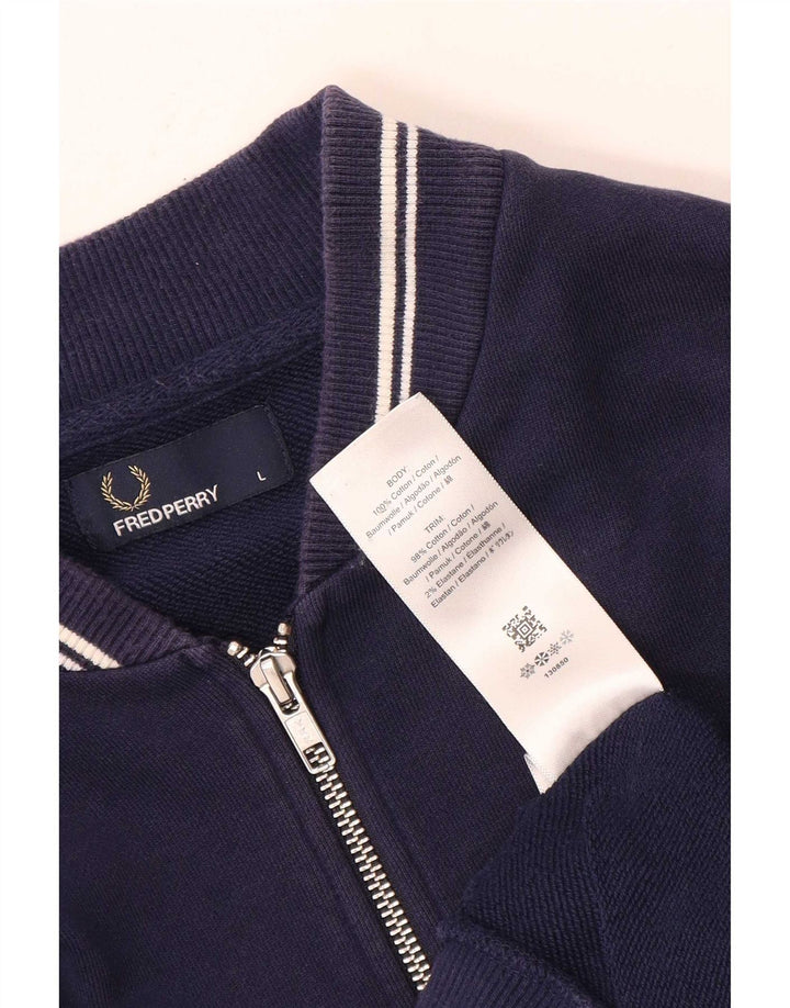 Fred Perry Chaqueta de chándal para hombre, talla grande, algodón azul marino