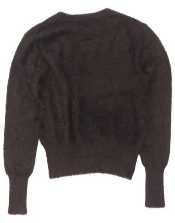 Zara Mujer Crop Boat Neck Jumper Sweater UK 44 Medio Gris Nylon Corazón