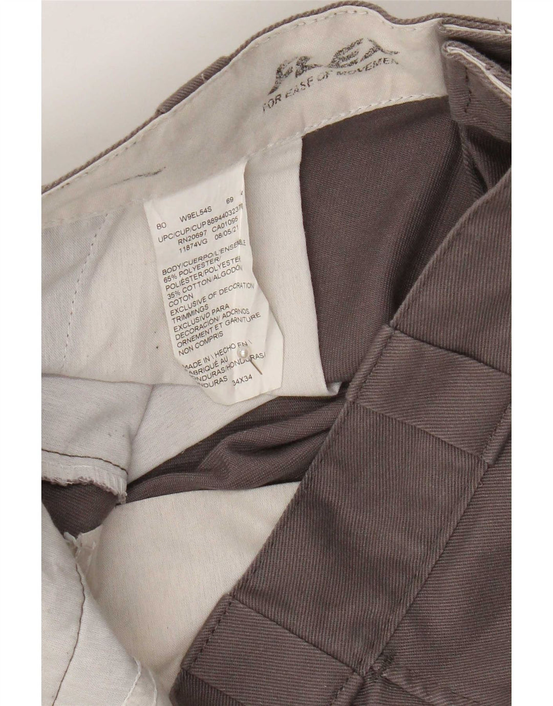 Dickies Pantalón chino recto para hombre W34 L34 Poliéster gris
