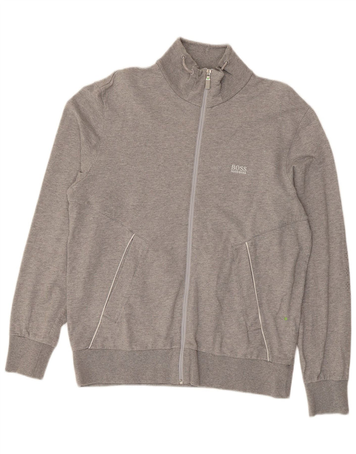 HUGO BOSS Mens Tracksuit Top Jacket Large Grey Cotton