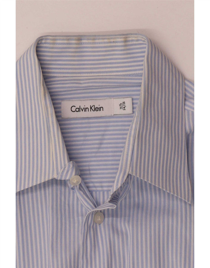 Camisa Calvin Klein para hombre talla 15 1/2 algodón a rayas azul mediano