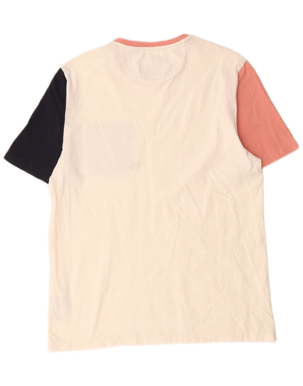 Lyle & Scott Hombre Camiseta Top Medium Blanco Colorblock Algodón
