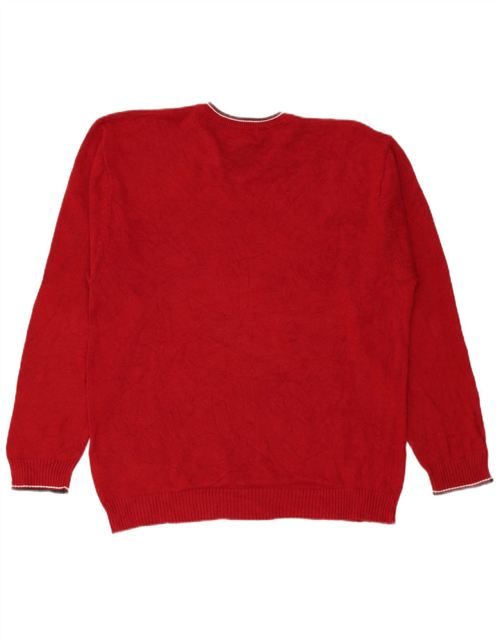 Chaps Jersey con cuello en V para hombre de algodón rojo medio