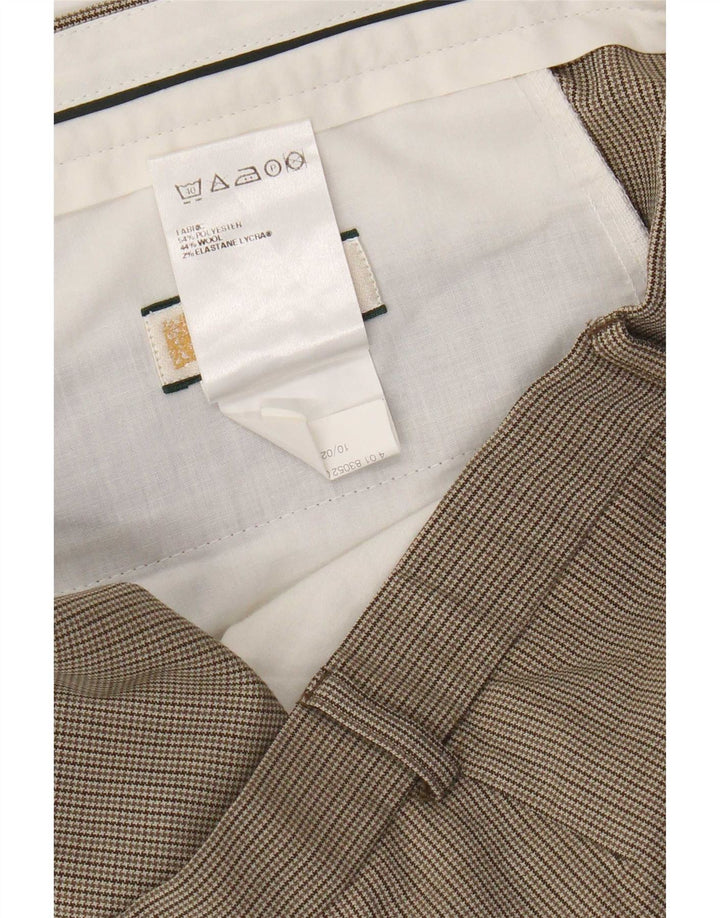 Marks & Spencer Pantalón de traje recto para hombre W40 L31 Pata de gallo beige