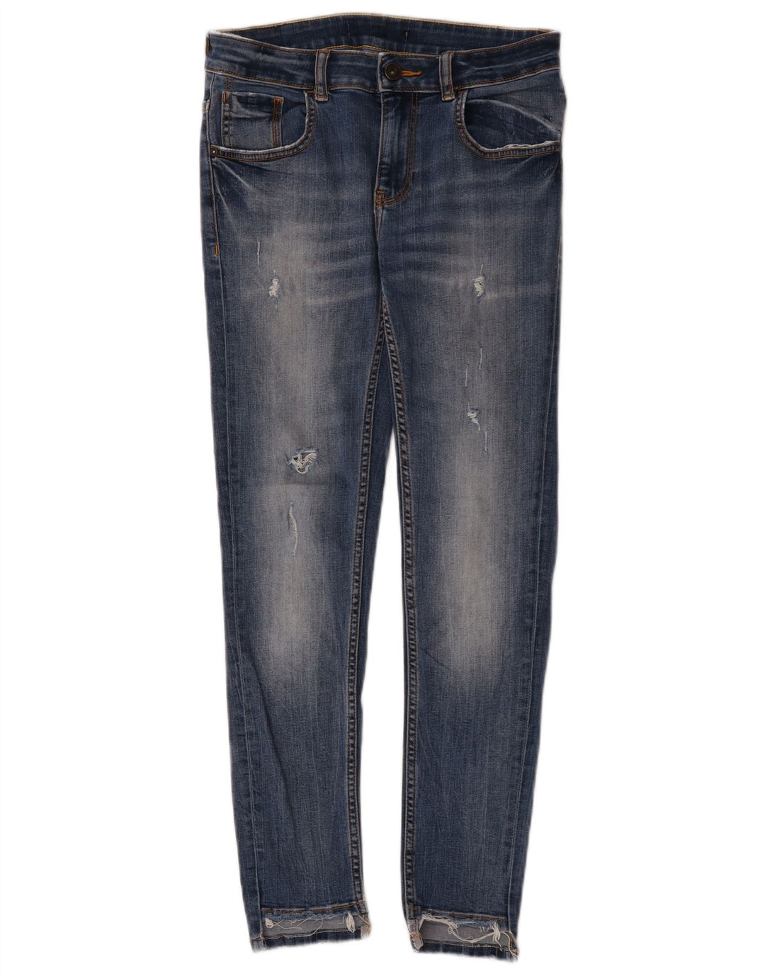 Zara Vaqueros Pitillo Desgastados W28 L27 Azul